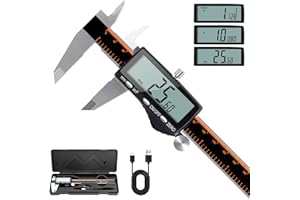 HARDELL Calibro Digitale Professionale, 150mm/6" Calibro a Corsoio Ricaricabile con Display LCD Grande, Acciaio Inossidabile, Spegnimento Automatico, Pollici/MM/Frazioni per DIY/Casa/3D