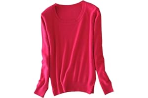 BeerMmay Pull en Cachemire à Manches Longues et col Rond pour Femme