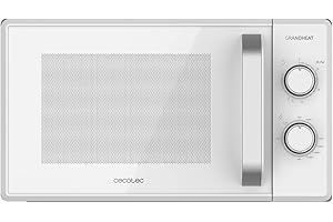 Cecotec Micro-ondes de 20 litres avec grill Grandheat 3120 1050 W, grill de 1000 W, revêtement antiDirt iTech, mode décongélation, minuterie 35 min, FullWhite et détails métallisés