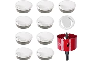 HO2NLE HO2NEL 10pcs Tapa Pasacables Mesa Escritorio 60mm Pasacables Mesa Oficina Blanco con Broca Embellecedor Cubierta de Agujero para Encastrar USB Alambre Organizador de Cable Computadora Pared Redondo