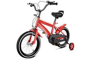 GDSKR 14 Inch Children's Bicycle, with Training Wheel Stabilisers, Girls Boys Outdoor Cycling Bicycle,Removable Stabilisers, Carbon Steel with Adjustable Seat, for 3-6 Years Old