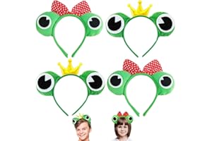 MEZHEN Diadema de Orejas de Animales Diadema de Animales Diadema de Orejas Accesorio para el Disfraz Perfecto de Rana para Adultos y Niños 4 Piezas