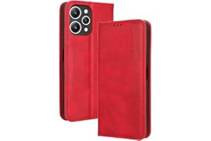 WBWONE Funda para Xiaomi Redmi 12 Funda Libro, Flip Carcasa Magnética con Soporte y Cartera para Tarjetas, Premium PU/TPU Cuero Case Cover Billetera. Rojo