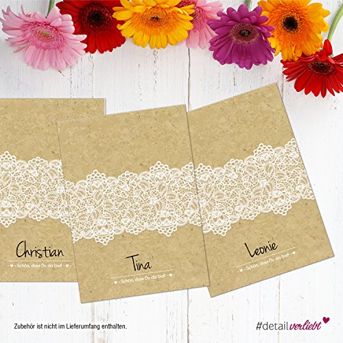 Detailverliebt! 40 stilvolle Tischkarten in DIN A7 für die Feier zu deiner Hochzeit, dv_117 | Tischkarten, Namenskarten, Tischdeko, Platzkarte Hochzeit, Karte, Feier, Familie, #detailverliebt - 3