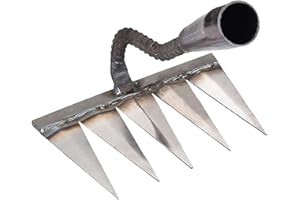 LINGJIONG Rastrello per erbacce da giardino, in metallo, 4/5/6/7 denti, rastrello da giardino, rastrello per , diserbo, pietra, ghiaia, radice e rastrello da giardino