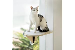 MEWOOFUN Cat Window Perch Hammock - Wooden Cat Bed with Strong Suction Cup, 1 pcs