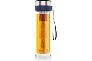 bonVIVO® - Tasse à thé de voyage isotherme en verre VitaliTEA avec infuseur en inox 450 ml'