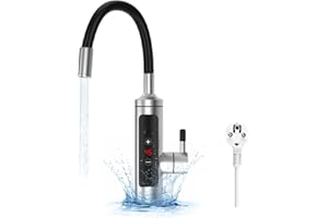 NTMAICHY Elektrischer Wasserhahn mit Durchlauferhitzer, 3000W 360° Schwenkbar Küchenarmatur Armatur mit integriertem Durchlauferhitzer Wasserhahn Temperaturanzeige elektrischer Wasserhahn küche