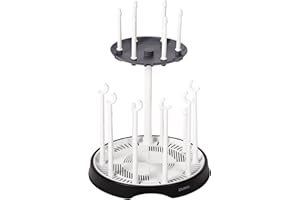 GOURMEO Cestello Scola e Asciuga Biberon Doppio - Porta Biberon per 16 Bottiglie e Accessori - Scolabiberon da Cucina per il Lavaggio e L'asciugatura degli Accessori per Neonato