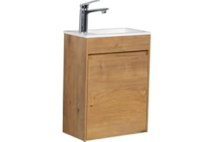 BADPLAATS B.V. WC Badmöbel Sinta 40x22 cm Eiche - Schrank Waschbecken Badezimmer Toilette