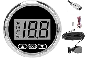 YUECOOM Depth Detector, Marine Depth Gauge, 52mm/2inch 100m/110yd White Backlight Waterproof Marine Depth Gauge Rang for Yachts Fishing Boats