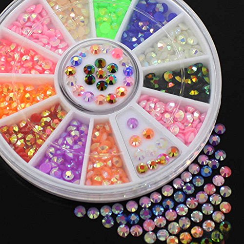 Trillycoler Glitter Mix Farben 3D Nagel Kunst Strasssteine Tipps Dekoration Maniküre Rad DIY - 3