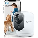 COCOCAM 2K Telecamera WIFI Interno Senza Fili con Batteria 5200mAh, 355°P 90°T Wireless per Baby Monitor/Telecamera per Anima