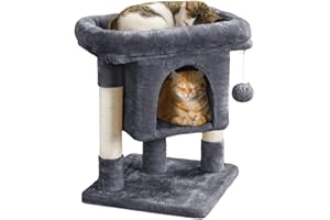 Yaheetech Tiragraffi Albero per Gatti con Posatoio Grande Graffiatoio per Gatti 40,5 x 40,5 x 59 cm Grigio Scuro