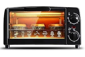 WANWEN Freestanding Electric Oven, 700W microonde Piccolo 10 Litri, 4 Livelli di Potenza di Cottura, Forno Elettrico per La Casa Piccola Mini Torta da Forno Automatica