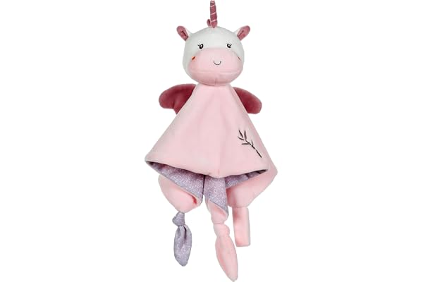 Gipsy Toys – Peluche Carre Doudou Licorne – Gamme Bamboo – Tout Doux - 1ER ÂGE – IDEE Cadeau Naissance Bebe – Fille ET Garcon – 13 CM – Rose ET Blanc