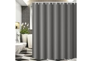 Lerores Tenda da doccia 100 x 200 cm, grigio scuro, orlo appesantito, antimuffa, impermeabile, lavabile, in poliestere, per bagno, vasca da bagno con 12 anelli per tenda da doccia