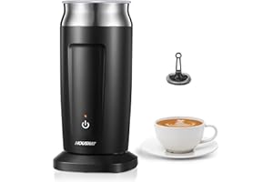 HOUSNAT Mousseur à Lait Électrique, 4 en 1 Mousseur a Lait, 500W, 240ML, Chaude/Froide pour Café Latte Cappuccino Chocolat Chaud, Contrôle de Température, Revêtement Anti-adhésif, Silencieux