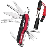 morpilot Multifunctional Knife | Includes compass, whistle and waterproof flint. Ideal for Camping, Hiking, Fishing, Bushcraf