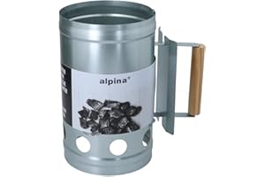Alpina Démarreur de Charbon de Bois Ø16 cm X 27 cm - Allume-Feu pour Barbecue en Métal - Démarreur de Barbecue avec Poignée - Rapide et Facile