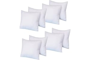 TEXTILE WISE Extra Fill Plump Cushion Inner Pads (Pack of 8), 50 x 50 cm (20" x 20") | 100% Hollowfibre Cushions Inners Fillers Scatters - Cushion Stuffer Inserts, Hollowfibre Pillows (White)