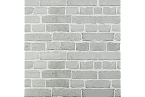 ARTHOME WALL DECOR Arthome 44cmx3m Klebefolie Möbel Grau Stein Ziegel Tapete,Abziehen und Aufkleben Selbstklebende Tapete, Wandverkleidung aus Kunststoffplatten Vinyl Wrap Film für Küche Kamin Backsplash