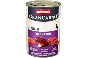 animonda GranCarno Senior cibo per cani, alimento umido per cani più anziani a partire da 7 anni, manzo + agnello, 6 x 400 g