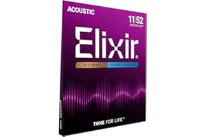 Elixir® 11025 Saiten 80/20 Bronze Akustik-Gitarrensaiten mit POLYWEB® Beschichtung, Custom Light (.011-.052),