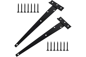 MAIXINNEW 2 Stück T-Scharniere Schwerlast mit Befestigungsschraube, 300 mm T-förmige Scharniere, T Scharnier Schwarz Verzinkt für Schuppentore, Gartentor, Fenster
