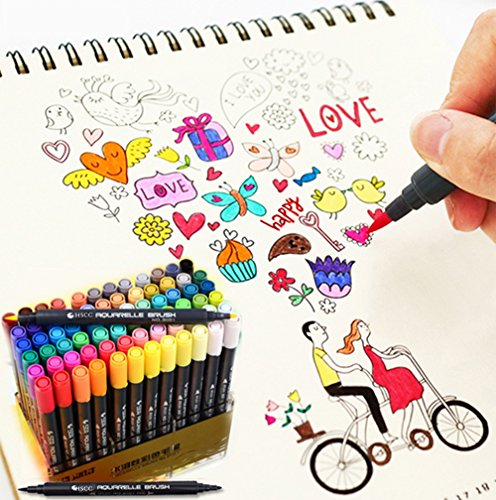 Pinselstift Set-18/24/36/48/80 Farben, Dual Spitze Watercolor Pinsel Stift auf Wasserbasis Marker für Skizzen, Malerei und Farben, Bunte Farben Pinselstift Set Vermischbare Pinselstifte Mit Flexiblen Echten Bürste Spitzen aquarell pen - 4