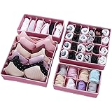 PYXBE Foldable Storage Box, Pink, 2 Large,2 Small, 13.38 x 12.2 x 1.57 inches