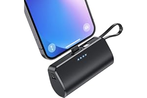 PXWAXPY Mini Power Bank 5200mAh für iPhone, Ultrakompakte PD 3.0A Powerbank mit Eingebaute Kabel, Klein Aber stark USB C Tragbares Ladegerät Kompatibel mit iPhone 14/13/12/11/XR/XS Samsung Huawei Xiaomi usw