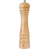 DeroTeno Pepper Mill - Hard and Adjustable Ceramic Grinder - Rubber Wood - Height 21cm
