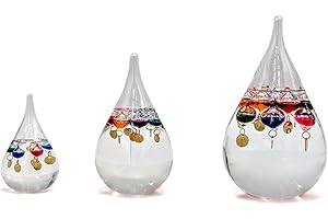 Sterzeal Galileo Tear Drop Shaped Indoor/Outdoor Thermometer - Elegant Home Decor & Gift for Men (Small - 11.5 CM)
