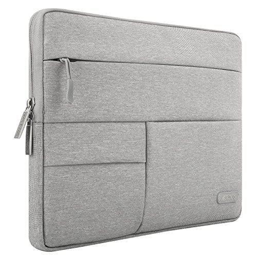 MOSISO Laptop Hülse, Multifunktionssegeltuch Gewebe Kasten Beutel Abdeckung für 12.9 iPad Pro / 13-13.3 Zoll MacBook Air / MacBook Pro / Laptop, Hellgrau - 2