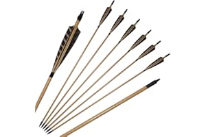 Huntingdoor 32" Handmade Wooden Shaft Target Arrows with Natural Turkey Feathers Fletching for Longbow Recurve Bow