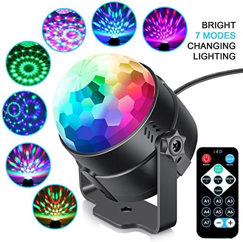Disco Lights Party Lights by ATID - Dj LED Disco Lights Portable 7 Color Modes Sound Activated Disco Ball Lights for Kids Parties Birthday Christmas Festival Wedding Bar Club (With Remote Controller)