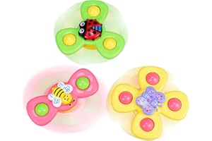 BDAO GIFT 3Pcs Suction Cup Spinner Toy,Suction Toys,Spinners for Babies,Baby Spinning Fidget Toys Gift,Spinning Toys Gifts for 18 Months up Toddlers (A)