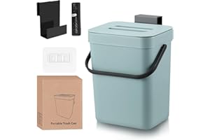 AIVORO Biomülleimer Küche 3L: Komposteimer Küche Klein - Bio Mülleimer, Komposter Mülleimer mit Deckel, Tischabfalleimer, Geruchsdicht & Platzsparend Inklusive 4 Bände Biomüllbeutel (Blau)