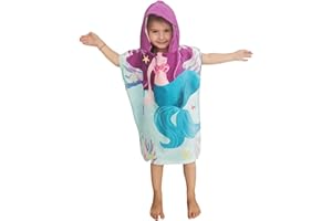Theonoi Poncho Infantil con Capucha para niños y niñas, 100% algodón (Sirena)