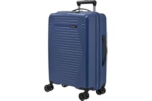 SISET Maleta de Cabina Expandible (55x40x23/26cm) Fabricada en Polipropileno, 4 Ruedas Dobles Silenciosas, Cerradura con Combinación TSA Air Nova (Pequeña), (52L), (2.7kg), (Azul Marino).