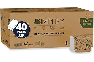 Papernet Simplify - Carta Igienica Interfogliata Carbon Neutral 417814, Carta Igienica Realizzata in Pura Cellulosa, Due Veli, 8.960 Servizi, 224 Servizi per Clip, Dimensioni Servizio 21x11cm