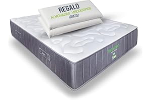 Matnature Naturfresh 150x190 – Colchón Viscoelástico con Muelles Ensacados | Altura 22 cm | Máximo Confort | Transpirable, Antiácaros, Ergonómico, Firmeza Media-Alta | 2 Almohadas de Regalo