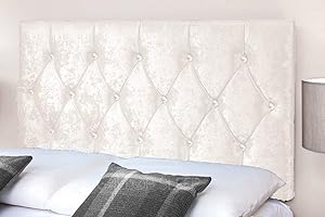 Gallop Sleep Diamond Cut Crush Velvet Headboard for Divan Bed | Bedroom Furniture (Single 3 FEET, Height 20 INCHES, White)