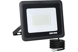 Mille Lucciole Faretto LED da Esterno 50W,Potenti Faro LED Esterni 5000LM,72 leds 6500K Bianco Freddo IP65 Impermeabile Faretti Esterni,Faretto da esterno Giardino Terrazza Garage【Guscio Nero】