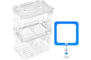 ARRDERLY Caja de cría de acuario, criador de plástico transparente y tanque de aislamiento para Guppy, especies tropicales, incubadora flotante con ventosas, divisor de tanque