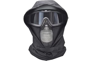 N\C Masque Facial Résistant Au Vent Cagoule Masque Demi-Visage en Maille De Pistolet A Air Et Lunettes Tactiques, pour Halloween Et Jeu De Rôle De Paintball avec Pistolet A Air