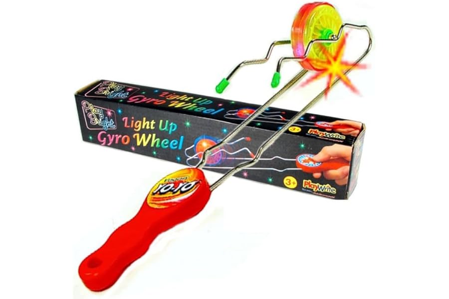Playwrite Light Up Gyro Kinetic Wheel | Rail Twister Toy - Stocking Fillers, Party Bag Fillers for Kids | Sensory Fidget Toys for Kids | Spin the Wheel and Watch it Light Up