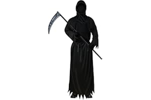 A-SZCXTOP Sensenmann-Kostüm-Set für Herren und Jungen, Halloween, gruseliger Geist, Cosplay, Maskerade, Tunika-Outfit