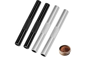YOWFOND Juego de 4 pajitas de metal reutilizables de 7 cm, tubos de extracción de calidad prémium portátiles (2 negras y 2 plateadas)